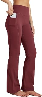 Willit Women's Fleece Lined Pants Yoga Bootcut Thermal Winter Pants High Waisted Flare Leggings Water Resistant