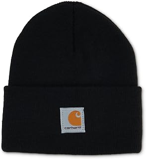 Carhartt Unisex Kids Youth Knit Beanie Cuff Hat, Caviar Black (Youth), One Size