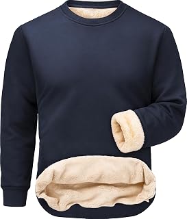 Tansozer Men's Warm Sweatshirts Winter Jumper Thermal Fleece Lined Pullover Sherpa Sweater