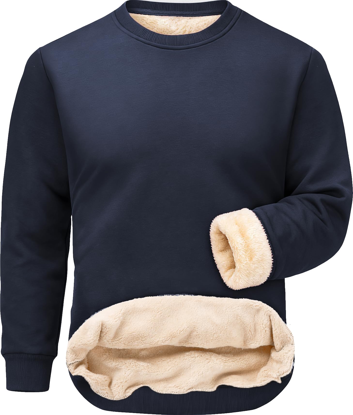 Tansozer Men's Warm Sweatshirts Winter Jumper Thermal Fleece Lined Pullover Sher