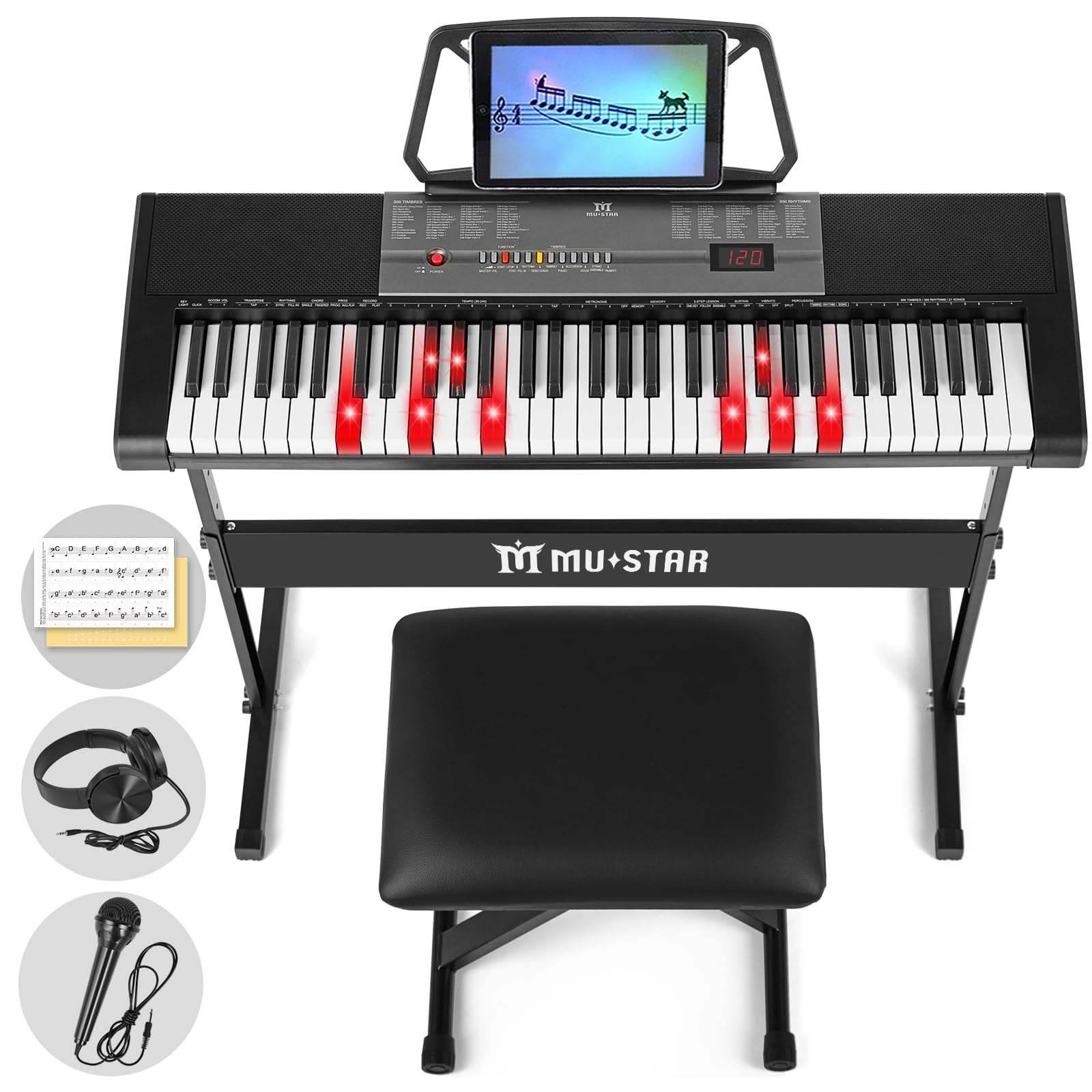 61 Key Piano Keyboard, Electronic Keyboard Piano with Lighted up Keys | LCD Scre