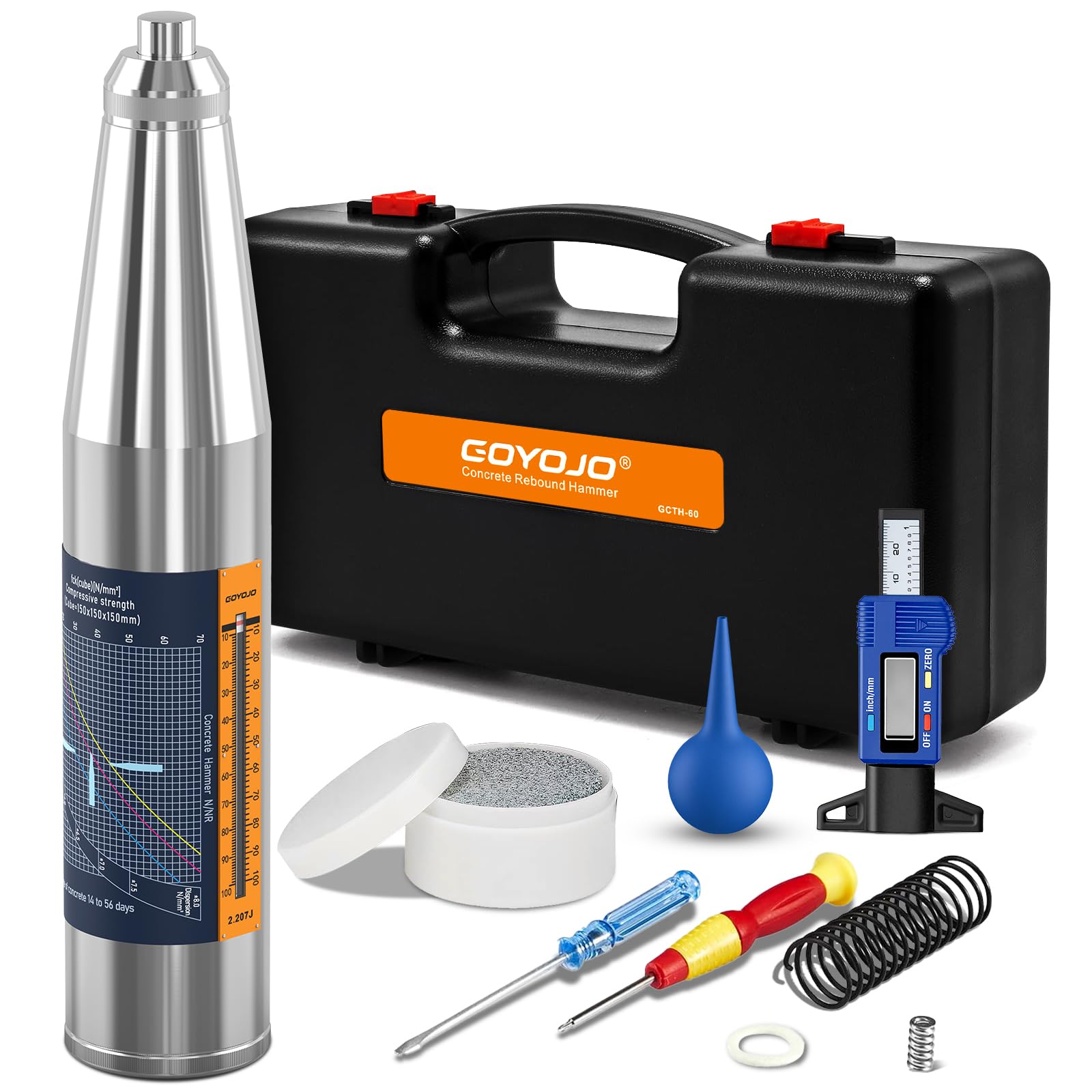 GOYOJO Concrete Rebound Hammer, 1450.38-8702.26 psi (10-60 MPa) Tool for Concret