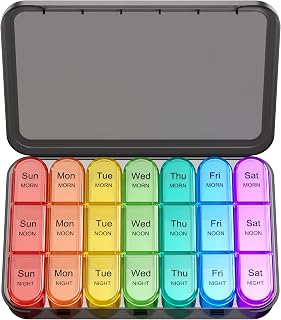 Zoolion Weekly Pill Box 7 Day 3 Times a Day - Travel Tablet Organiser | Easy Open, Arthritis-Friendly, Large Capacity, BPA-Free, Food-Grade, Color-Coded, Easy Carry, Durable