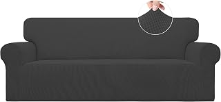 Easy-Going Stretch Couch Covers for Sofa Washable Large Dark Gray | 1-Piece Sofa Covers for 3 Cushion Couch Furniture Protector Couch Slipcover Soft with Elastic Bottom for Kids Pets