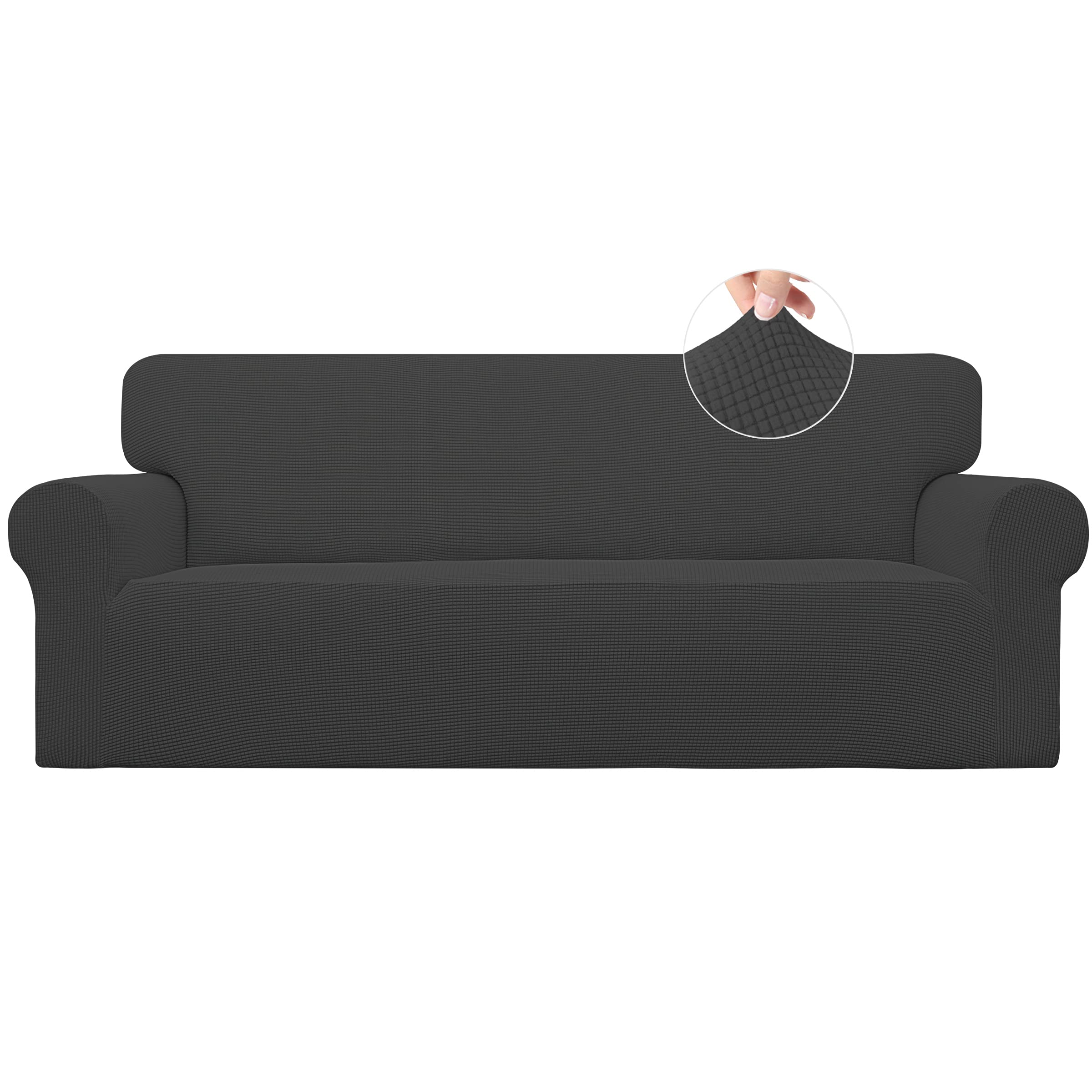 Easy-Going Stretch Couch Covers for Sofa Washable Large Dark Gray | 1-Piece Sofa