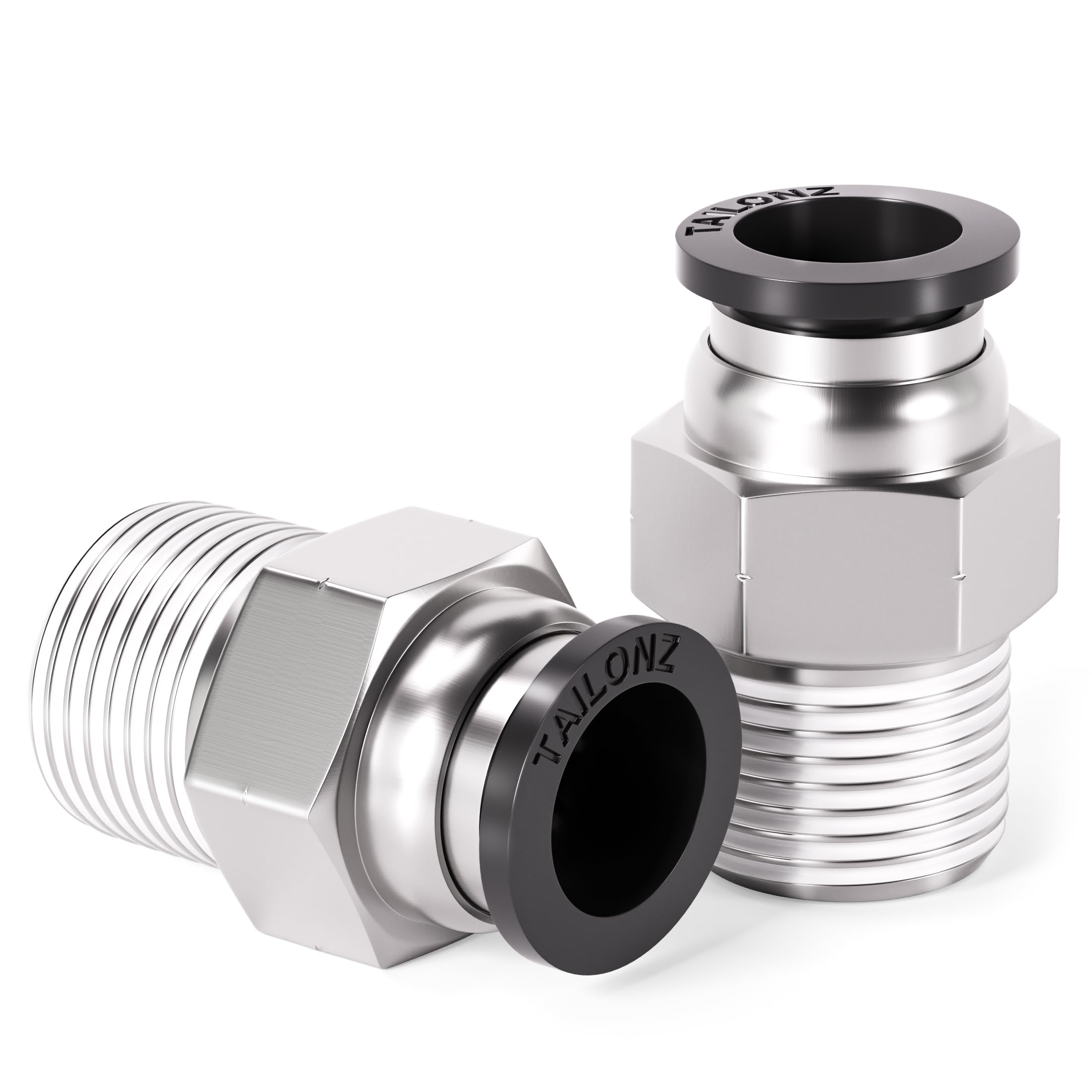 TAILONZ 1/4" Tube OD x 1/4" MNPT Straight Push to Connect Fitting 10Pcs | Copper