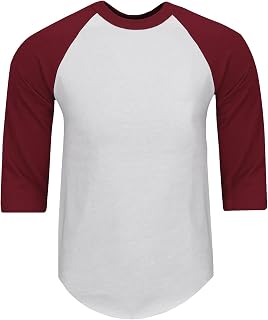 Shaka Wear Baseball Raglan Shirt – Men's Classic 3/4 Sleeve Casual Cotton Tee Top Sport Active Athletic Jersey T-Shirt S-5XL