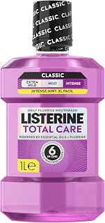 Listerine Total Care Intense Taste Classic Antibacterial Mouthwash (1000ml), Fresh Mint Blast Flavour With 6-in-1 Benefits, Helps Reduce Plaque and Freshens Breath