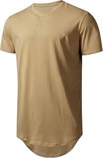 LETAOTAO Mens Longline Gym Muscle Bodybuilding Tshirts Hipster Reflective Line Scallop Crewneck Tees Shirts Tops