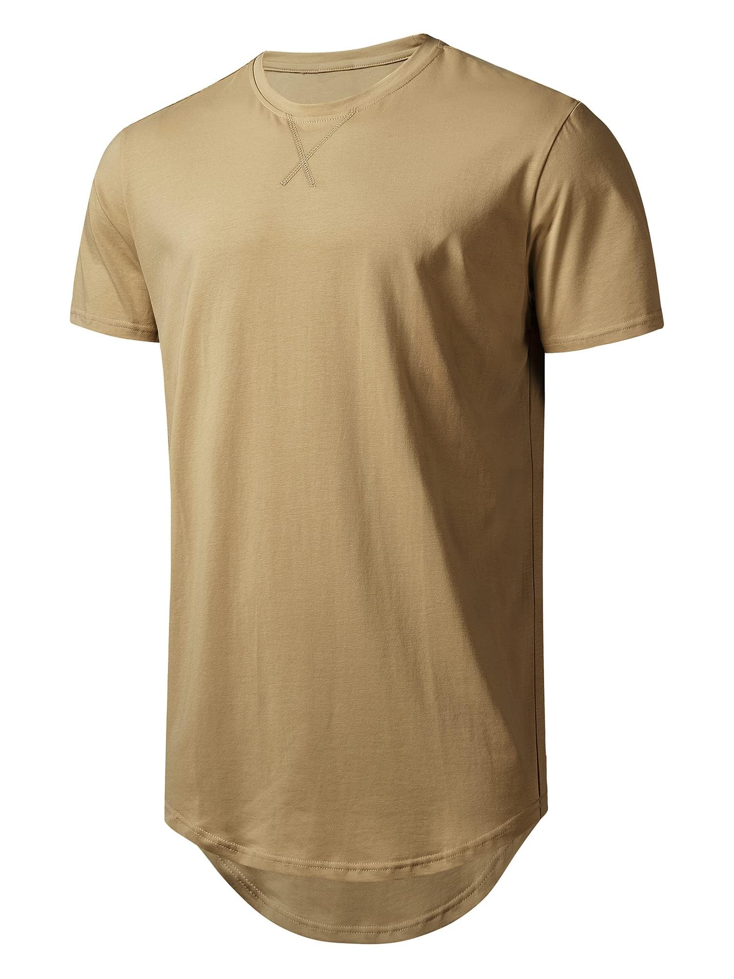 LETAOTAO Mens Longline Gym Muscle Bodybuilding Tshirts Hipster Reflective Line S