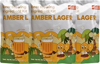 Craft Beer Brewing Ingredient Kit for One Gallon of Brew(16.1 oz), Pale Ale,. Amber Lager, Bavarian Wheat Hefeweizen, ABV:5~5.5% vol (3-Pack, Amber Lager)