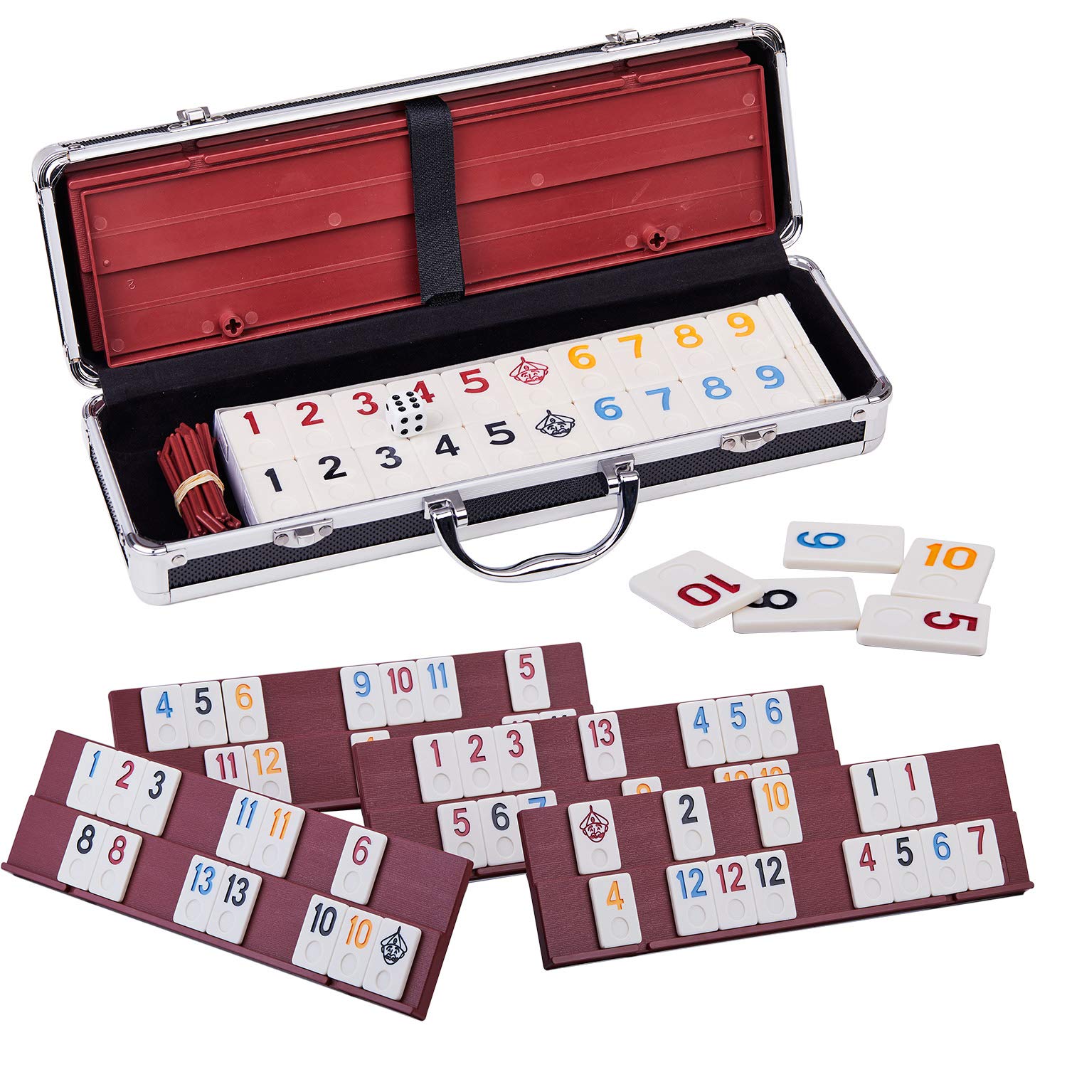 Rummy Cube Game Four Players Edition, Deluxe 106 Tiles Rummy Cube with Portable 