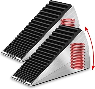 Mzsyxxm 2 Pack Heavy Duty Door Stoppers for Bottom of Door, Door Stop Wedge | Large Metal Spring Doorstop - 3" High Adjustable, Anti-Slip Rubber Grip, Suits Home, School, Carpet, Tile, Wood - Silver