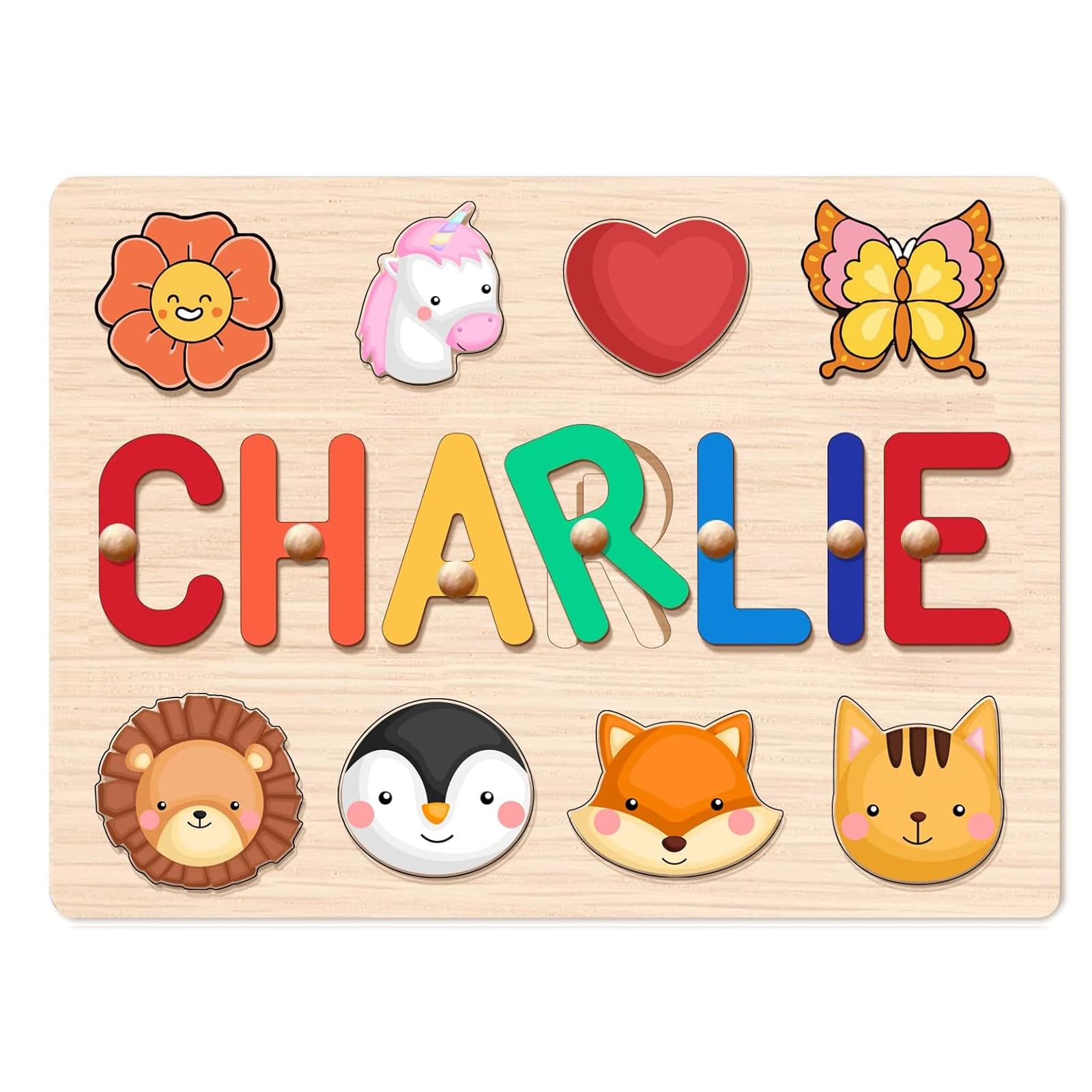 Baosity Personalized Name Puzzle for Kids, Custom Baby Gifts, Wooden Puzzles for