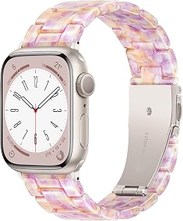 Compatible with Apple Watch Series 8 Bands 41mm 40mm 38mm or Ultra 49mm 45mm 44mm 42mm, Adjustable Replacement Strap with Starlight Stainless Steel Buckle for Apple