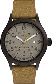 Timex Expedition Scout 40 mm Men's Watch - Tan Strap Gunmetal Case, Brown