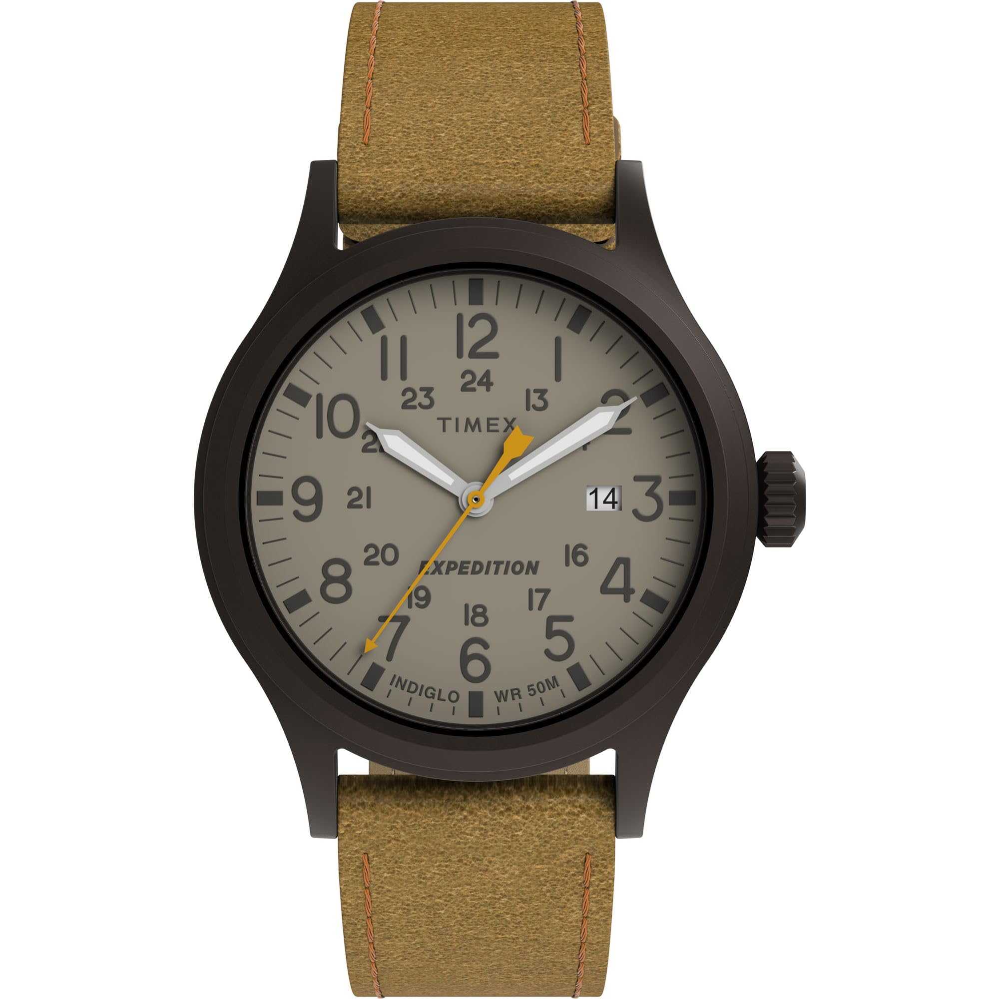 Timex Expedition Scout 40 mm Men's Watch - Tan Strap Gunmetal Case, Brown