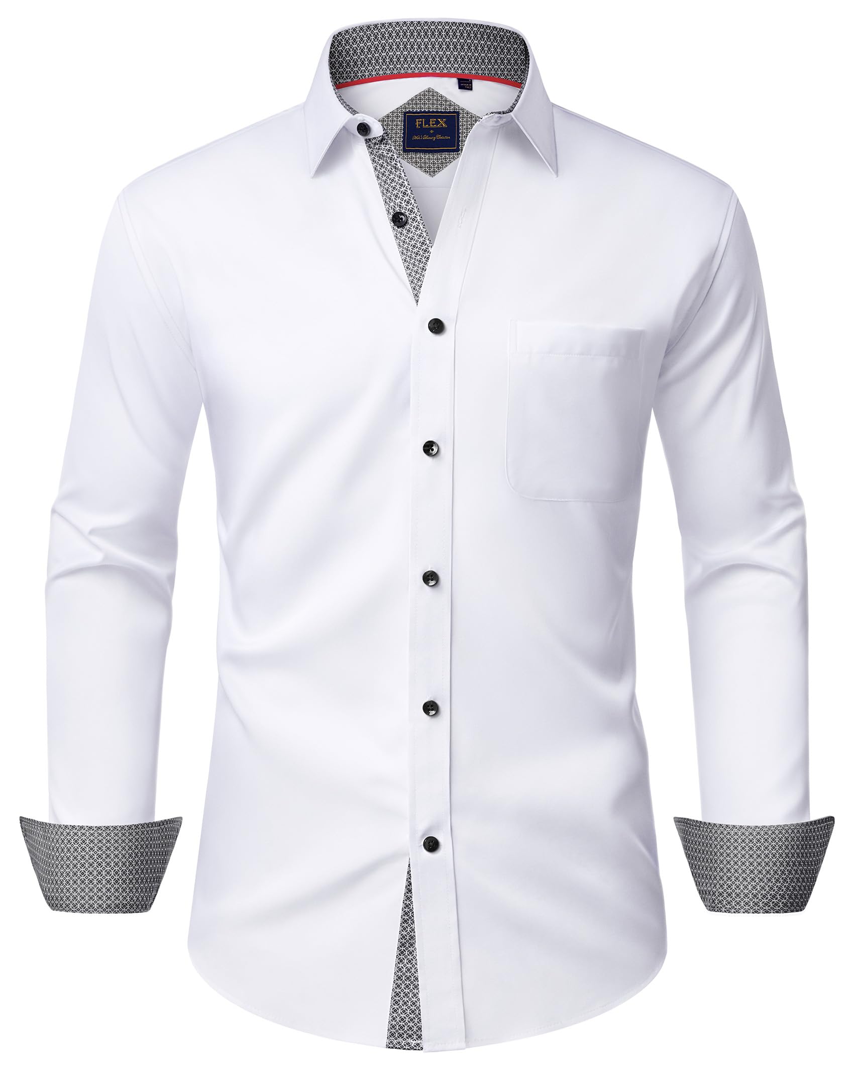 Alimens & Gentle Men's Long Sleeve Shirt Pleated Business Casual Button Down Shi