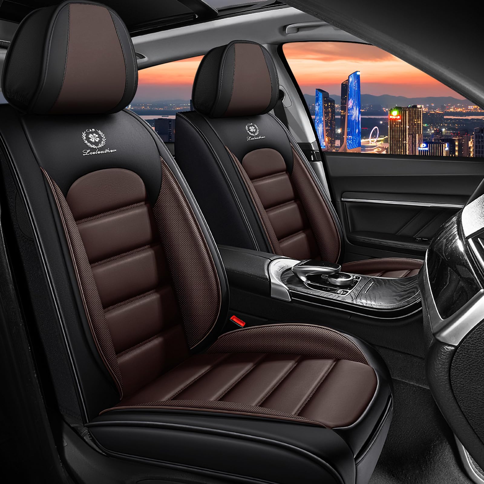 Fit for Kia Sportage Seat Covers(Standard 5 Seats, Black&Coffee)
