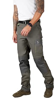 Ellobird Mens Cargo Construction Flexible Work Trousers for Men Double Knee Reinforcement Stretch Elastic Waist Tactical Pants