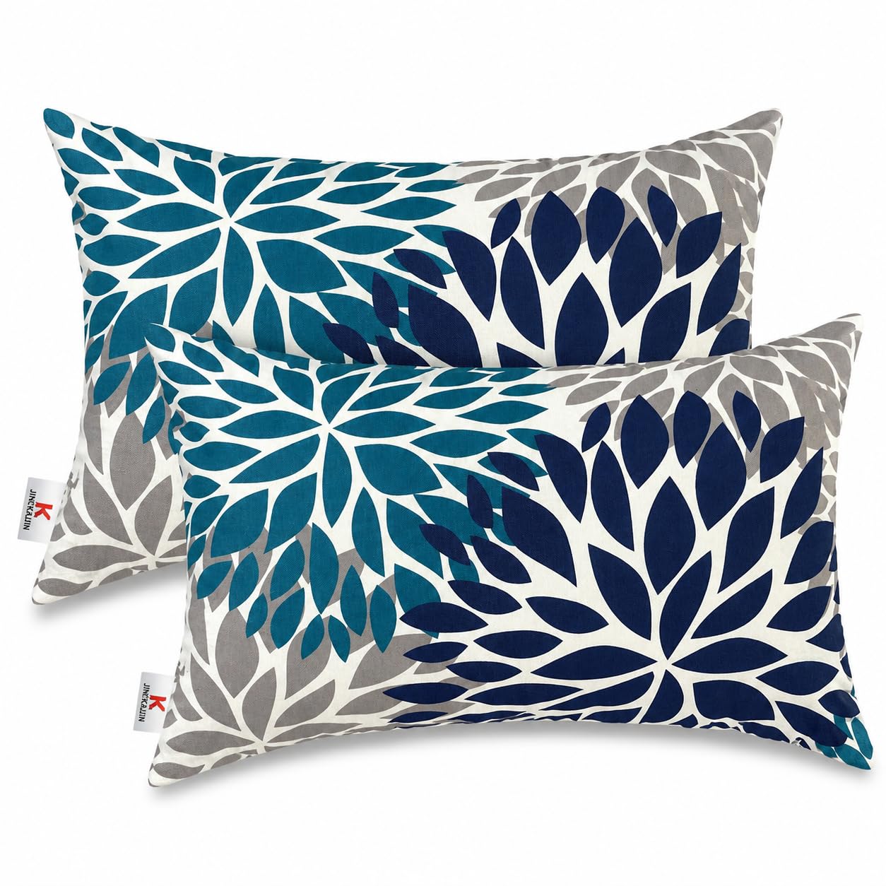 JMKaixin Outdoor Patio Lumbar Pillows, Pack of 2, 12"x20" | Fade Resistant Outdo