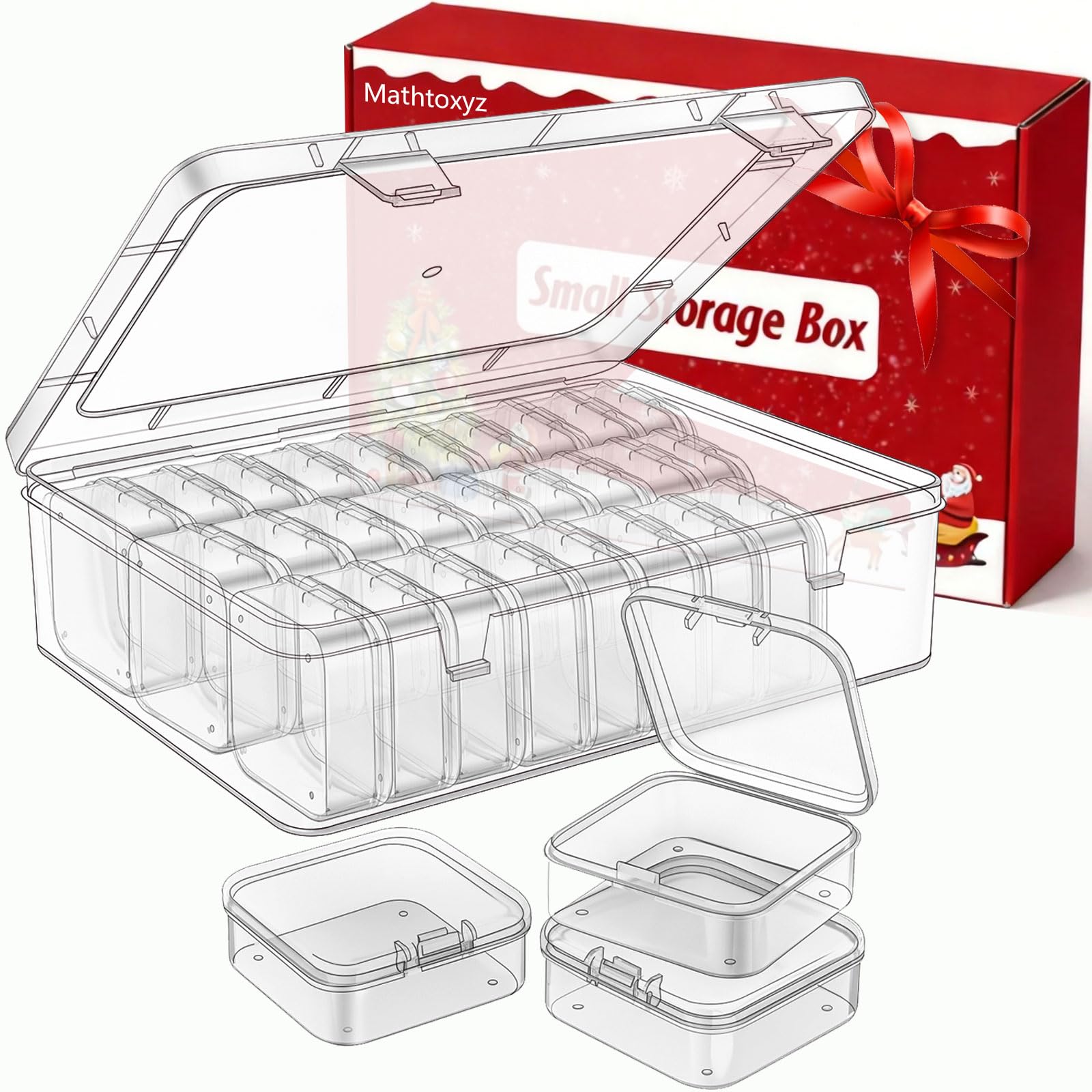 Mathtoxyz Bead Organizer Box, 30Pcs Small Beads Organizers and Storage Plastic C