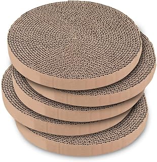 Catify Spin n' Scratch Cat Scratch Pad Refill - Round, 5-Pack | Corrugated Cardboard, Double Sided Cat Scratching Pad, Indoor Furniture Protector, Durable, For Kittens and Cats,