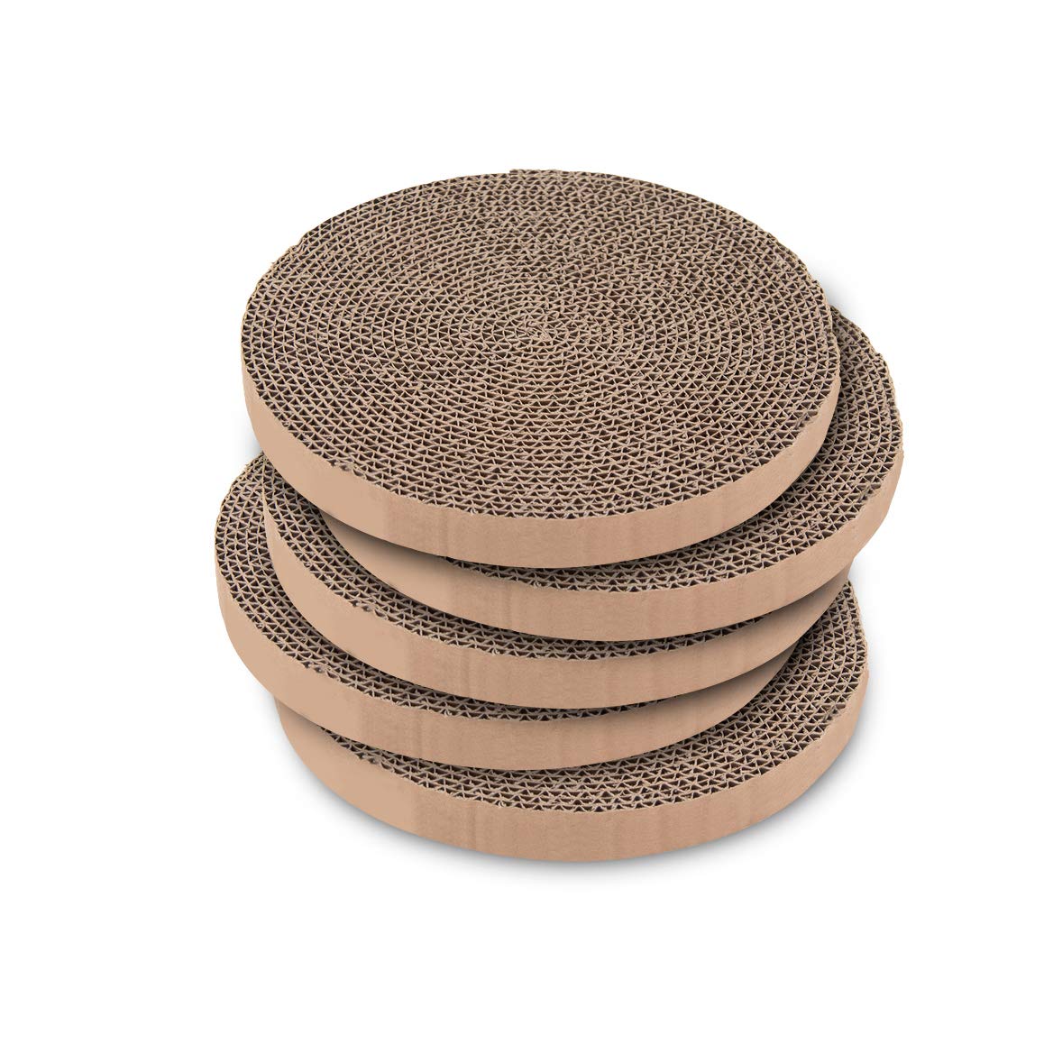Catify Spin n' Scratch Cat Scratch Pad Refill - Round, 5-Pack | Corrugated Cardb