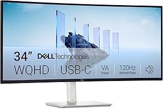Dell 34 Plus USB-C Monitor - S3425DW, WQHD (3440x1440), 120Hz, VA, 1ms | AMD FreeSync Premium, 21:9 Curved, HDR10, Height Adjust, Built-in Speakers, 2 USB-C, 2 HDMI, 2 USB, 3 Year Warranty