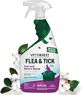 Vet's Best Flea & Tick Indoor Home Spray for Cats, Cotton Spice, 32 oz | Plant-Based Flea & Tick Spray, Cotton Spice Scent, Kills Fleas & Ticks on Contact, Gentle Indoor Cat Home Treatment