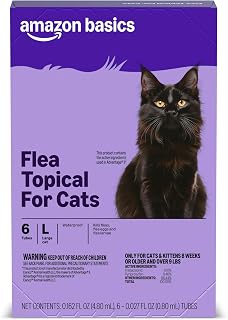 Amazon Basics Preventative Topical Flea Treatment and Prevention for Large Cats (Over 9 Pounds), Kills Fleas Within 12 Hours, 6 Count, Packaging May Vary