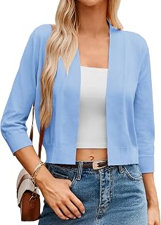 GRACE KARIN Women Cardigan Sweaters Lightweight Knit Cropped Cardigans Trendy 3/4 Sleeve Shrug Bolero S-3XL