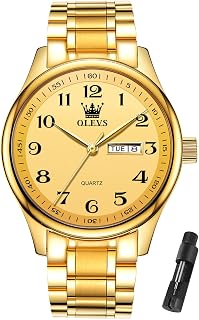 OLEVS Mens Watches Classic Silver Modern Watch Men Two Tone Stainless Steel Dress Business Casual Wristwatch Calendar Waterproof Blue White Black Dial Date