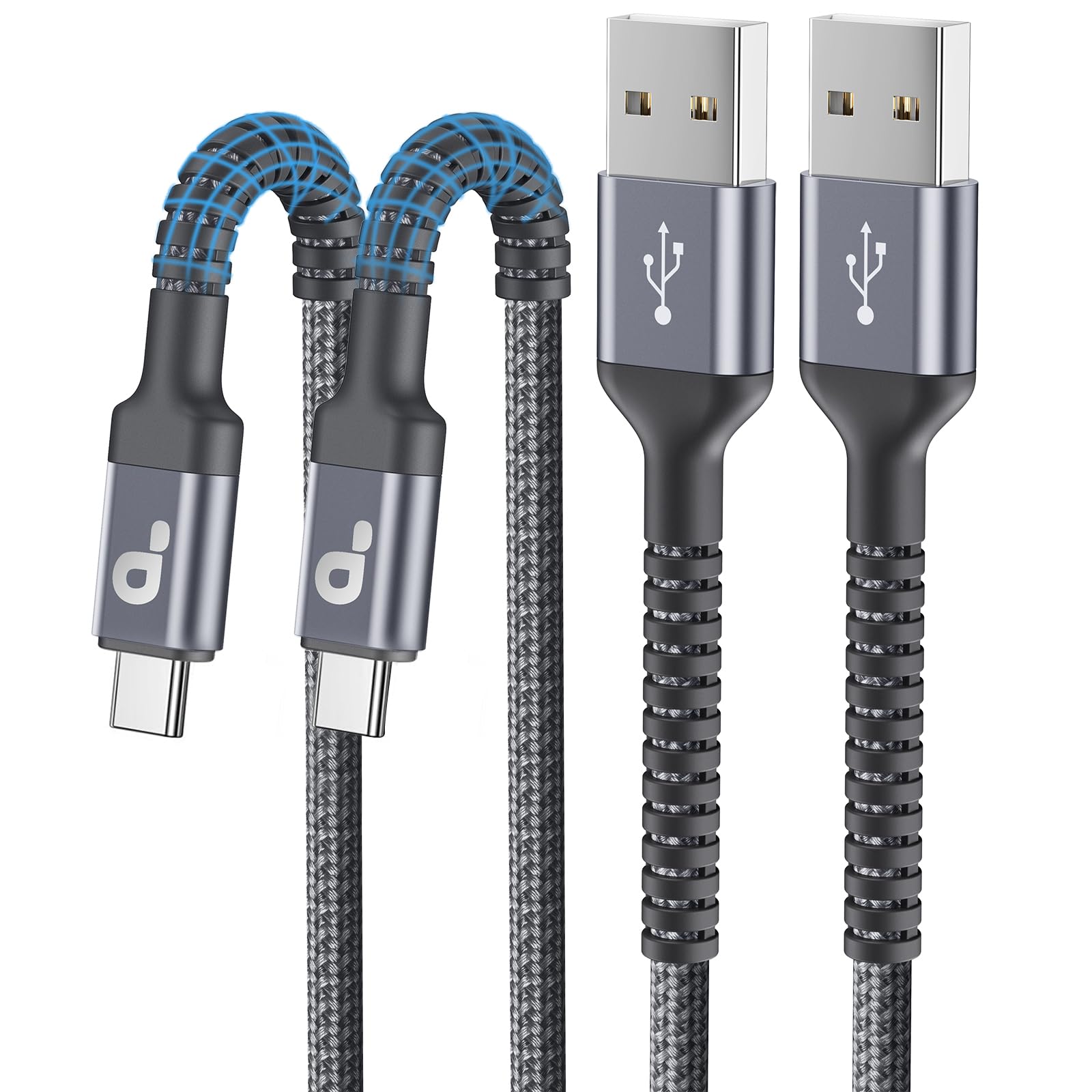 USB to USB C Cable 3A Fast Charging, USB A to USB C Cord [2 Pack, 6FT] | Upgrade