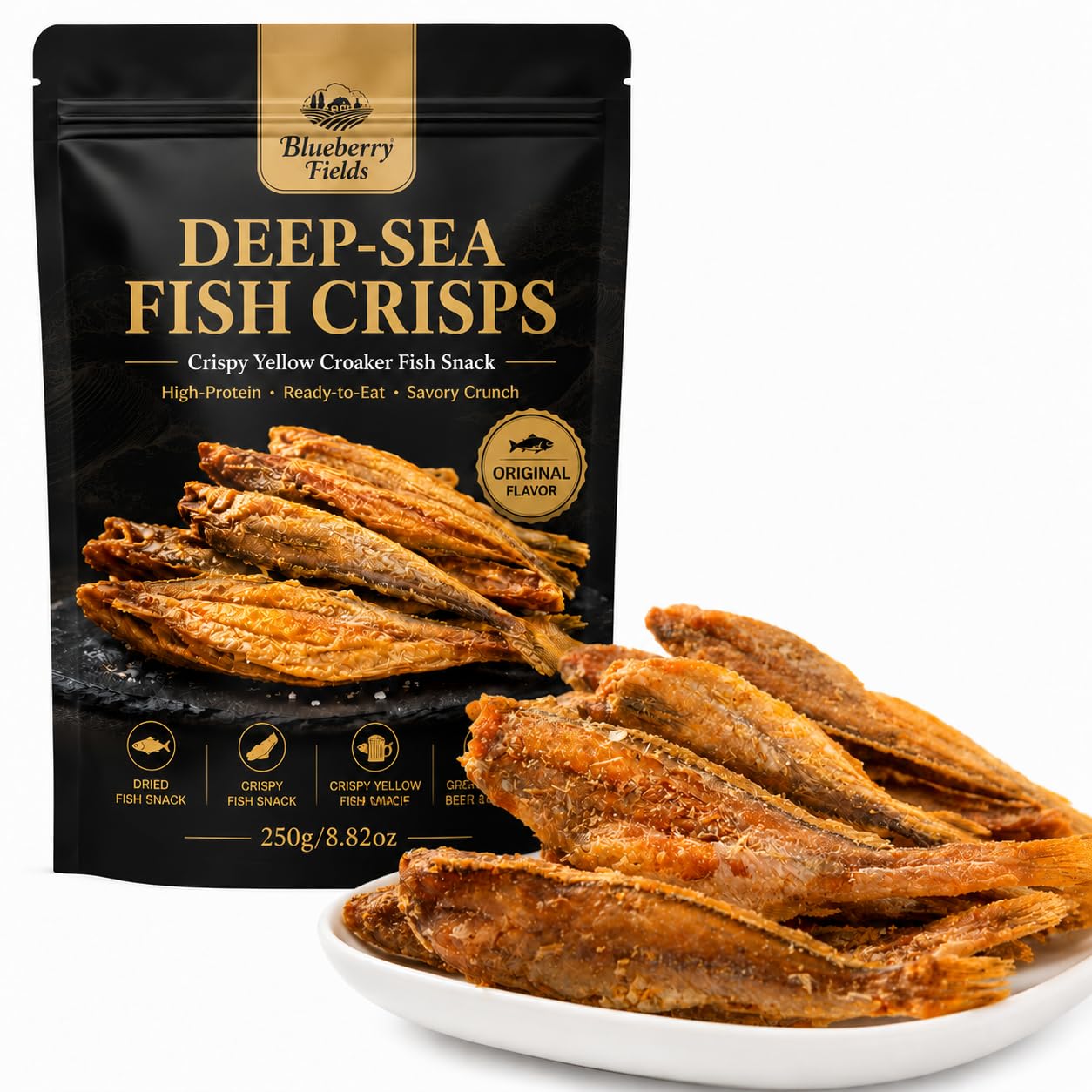 High-Protein Ready-to-Eat Deep-Sea Fish Crisps, Crispy Deep Sea Yellow Croaker F