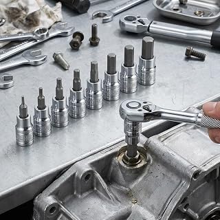 9pcs Hex Socket Set Heavy Duty Hex Socket Set Professional 3/8" Hex Socket Set Durable Metric Tool Kit 2mm to 10mm Size for Tool