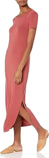 Amazon Essentials Womens Jersey Standard-Fit Short-Sleeve Crewneck Side Slit Maxi Dress