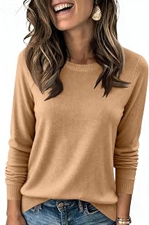 Womens Long Sleeve Crewneck Sweater Classic Fall Top