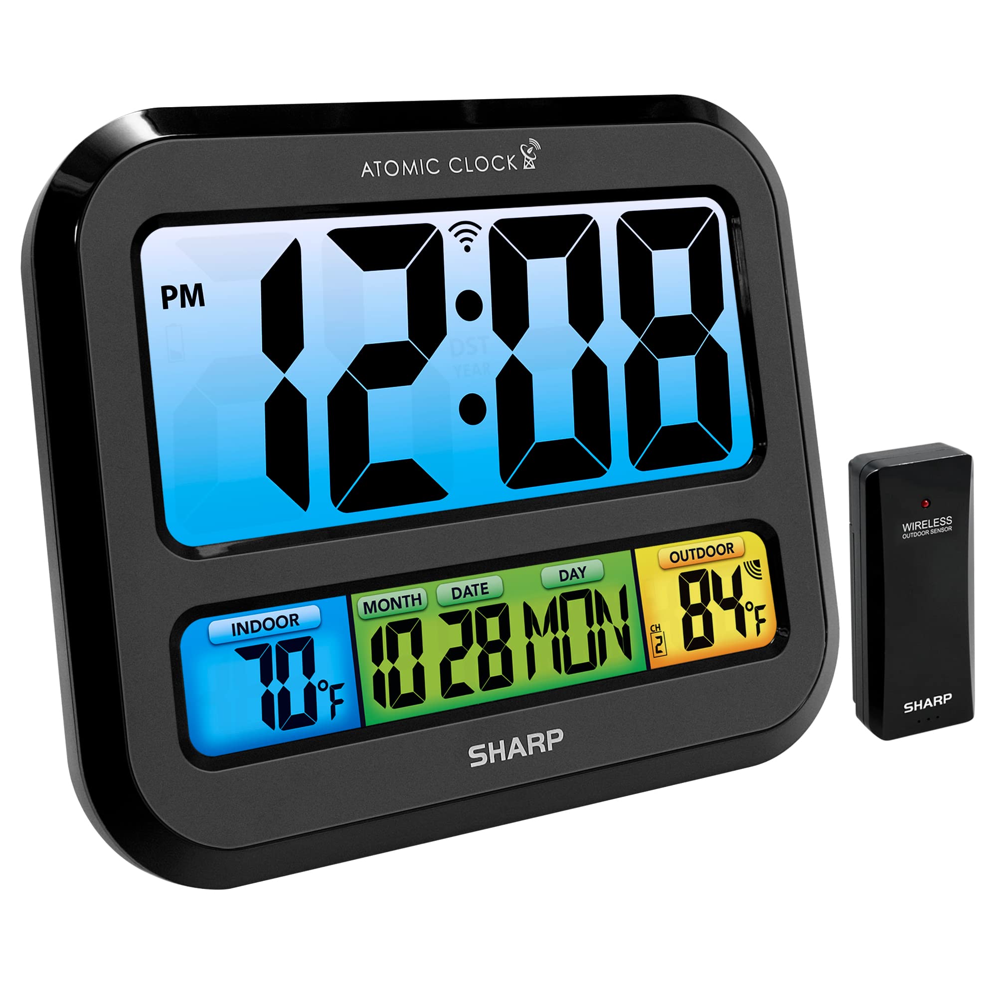 Sharp - Atomic clock with large bright color display, atomic accuracy, easy to r