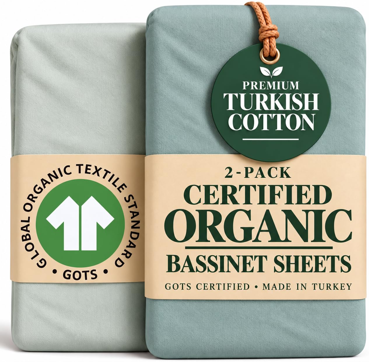 2 Pack Thick Organic Cot Bed Sheets 140 x 70 Fitted, for 140x70 Mattress