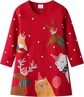 VIKITA Dress Stripe Cartoon Animal Loose Jersey T-Shirt Clothes Girl