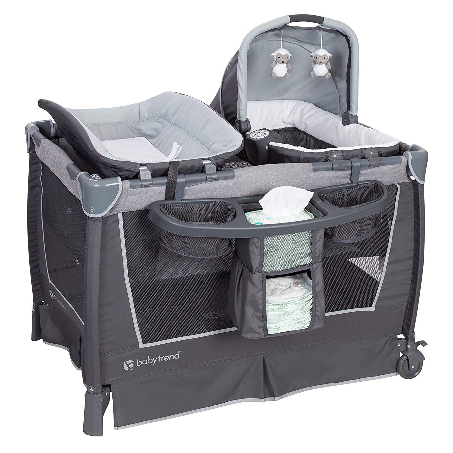 Baby Trend Retreat Nursery Center Playard, Bassinet &amp; Storage, Robin | Porta