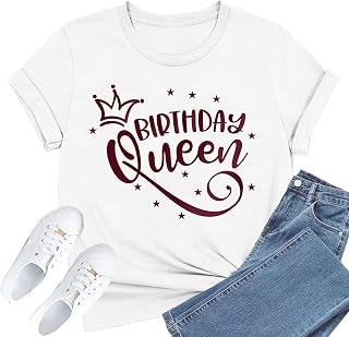 Maglietta da donna con scritta "Happy Birthday" Queen and Squad
