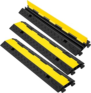 3 Pack 2 Channel Cable Protector Ramp Traffic Wire and Hose Ramp Cord Cover Heavy Duty Channels 18,000 lbs Load Capacity Cable Wire Ramps Speed Bump Driveway Cable Protective Cover