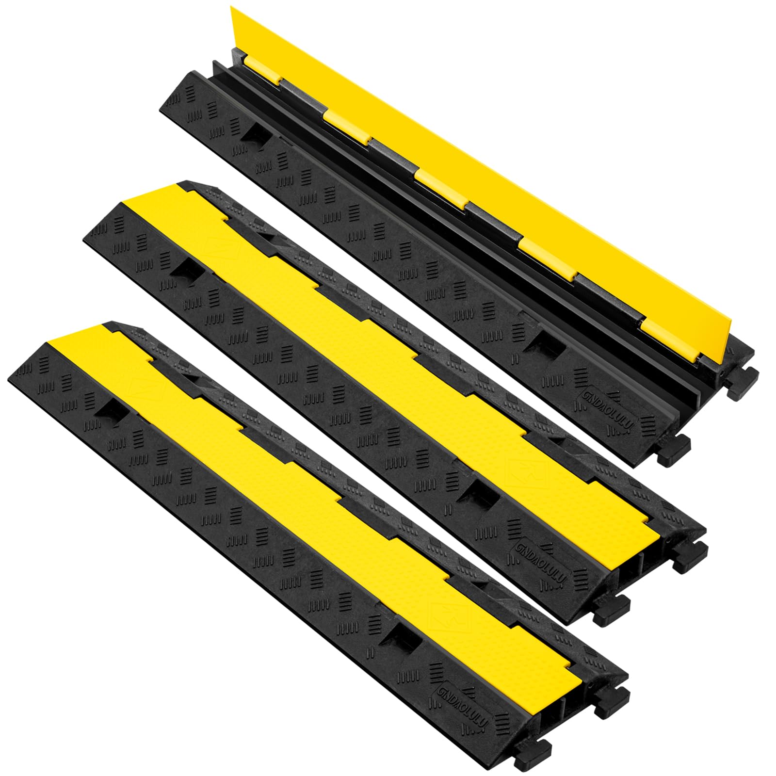 3 Pack 2 Channel Cable Protector Ramp Traffic Wire and Hose Ramp Cord Cover Heav