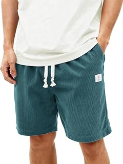 HOTake Mens Corduroy Shorts Casual 7 Inch Elastic Waist Drawstring Summer Beach Loose Fit Shorts