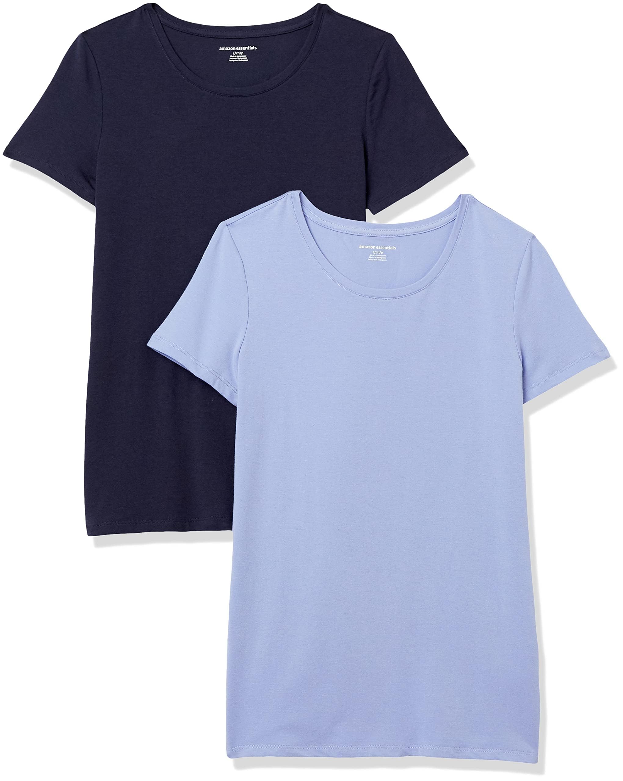Amazon Essentials Women's Regular-Fit Short-Sleeve T-Shirt (V-Neck or Crewneck),