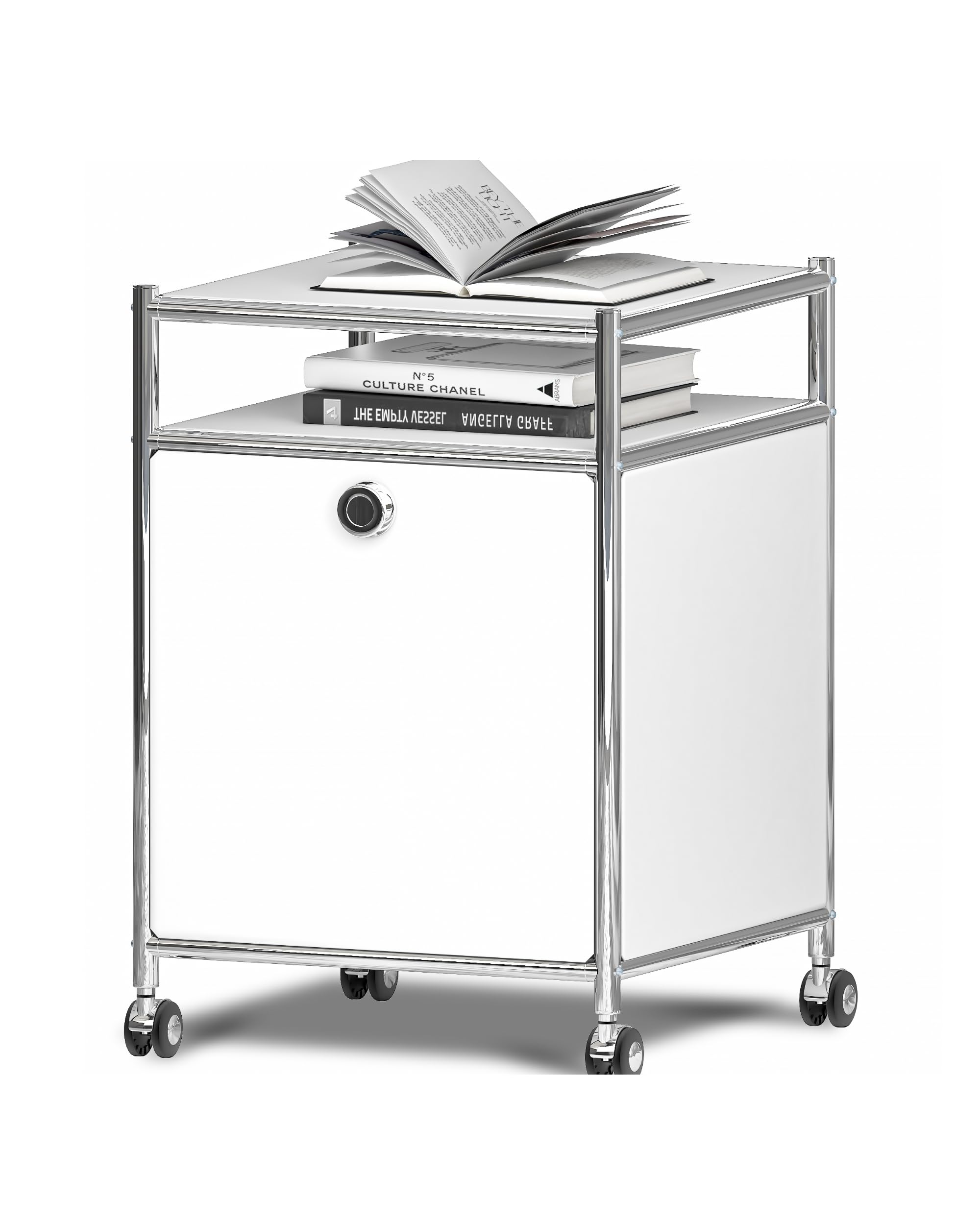 Caster Cart with Width 40cm x Height 58cm Flap Door Storage Cart Nordic Style Si