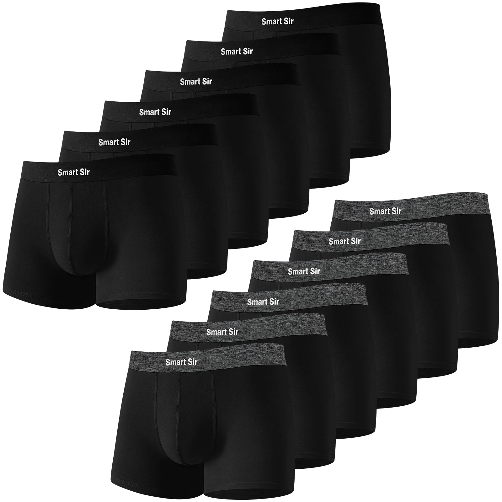 Smart Sir Boxershorts Herren 12er Pack, Gekämmte Baumwolle, Atmungsaktiv