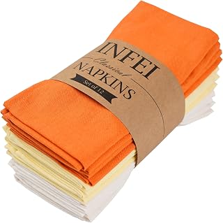 Plain Cotton Linen Thin Napkins Set of 12 (40 x 40 cm) for Easter Events and Home Use (Multi-Colour)